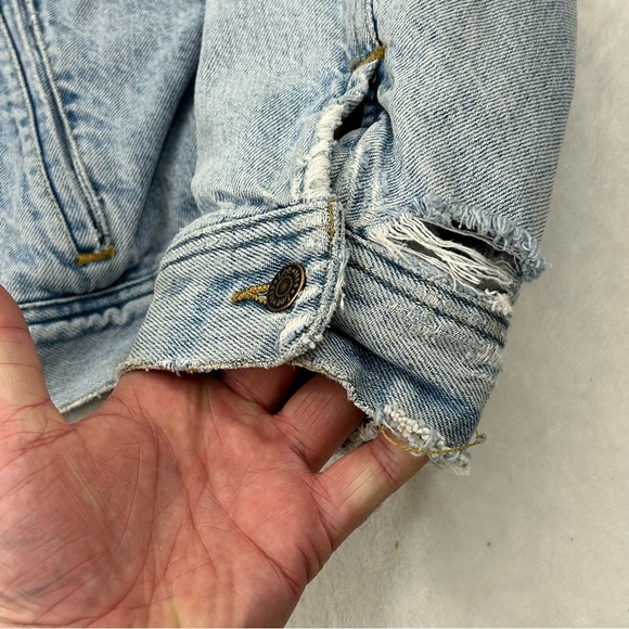 Vintage Lee Storm Rider Wool Blanket Lined Light Blue Denim Jean Jacket Men’s XL - Picture 4 of 10